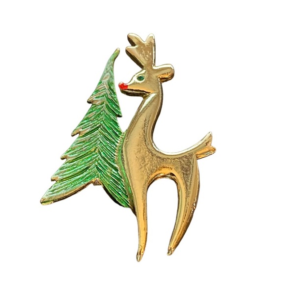 Beatrix Signed Christmas Rudolph Reindeer Pin Brooch - Vintage. - Picture 3 of 5